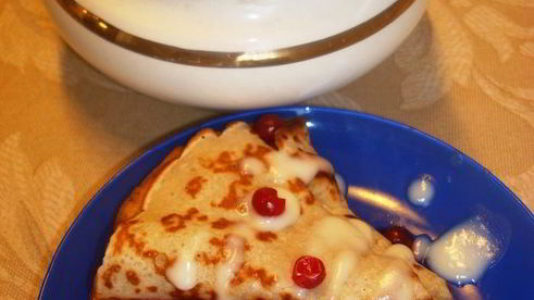 банановые блинчики с восхитительным ванильным заварным кремом на масленицу