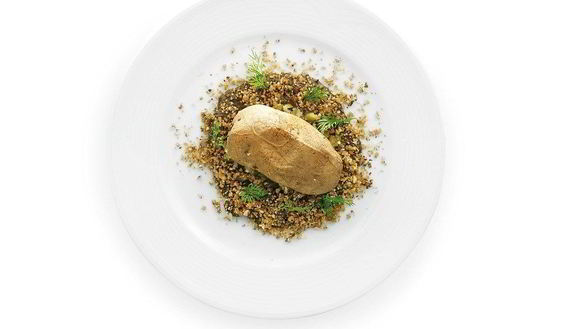 Рецепт Картофеля с кремом и землей из подосиновиков