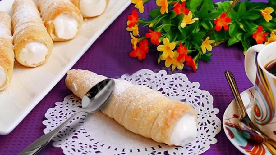 Рецепт слоеных трубочек с белковым кремом