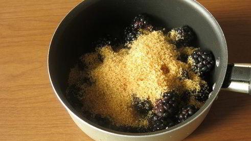 кокосовое мороженое с ежевикой