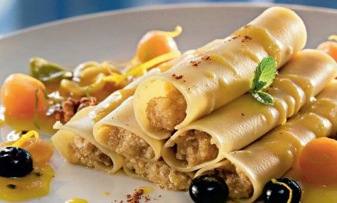 Каннеллони с фруктовым муссом