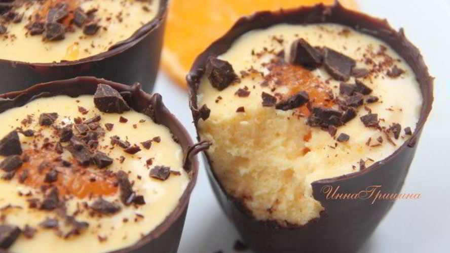 Рецепт мусса из клементинов в шоколадном стаканчике