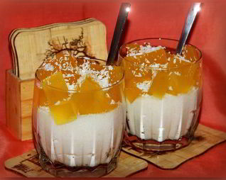 Творожно-яблочный мусс с апельсиновым желе