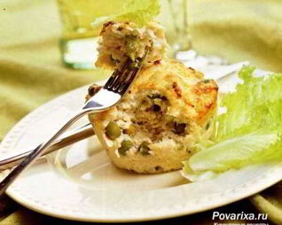 Куриное суфле с зеленым горошком и сельдереем