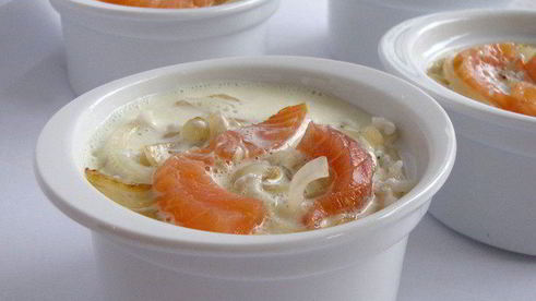 суфле с рисом, семгой и сыром джюгас