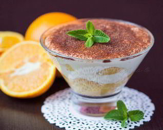 Апельсиновый тирамису с мятным сиропом