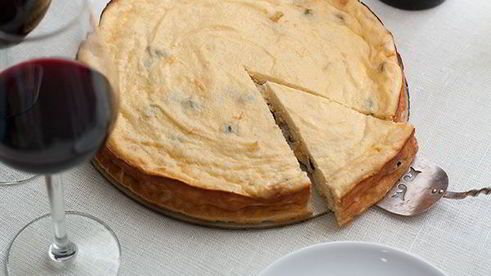 творожный пудинг с соусом из кагора