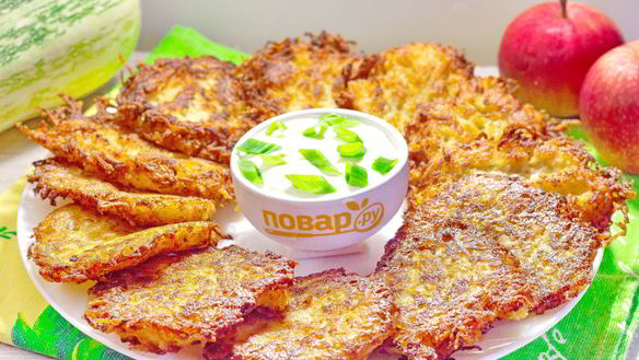 Рецепт Драников из картофеля, кабачка и яблока