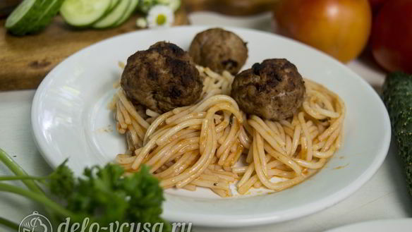 Рецепт Спагетти с фрикадельками в соусе