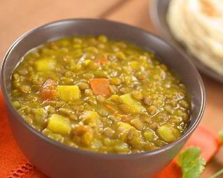 Картофель с чечевицей и карри