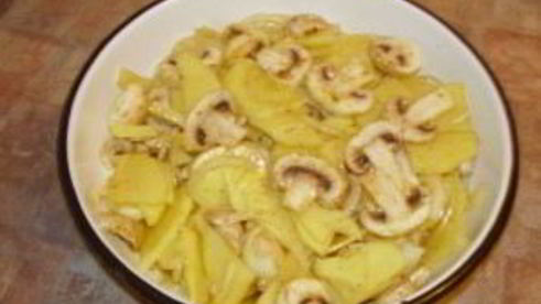 картошка с грибами и сыром в духовке