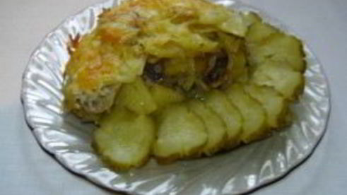 картошка с грибами и сыром в духовке