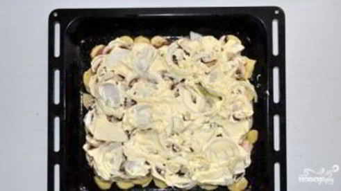 картошка с шампиньонами и сыром в духовке