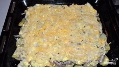 картошка с шампиньонами и сыром в духовке