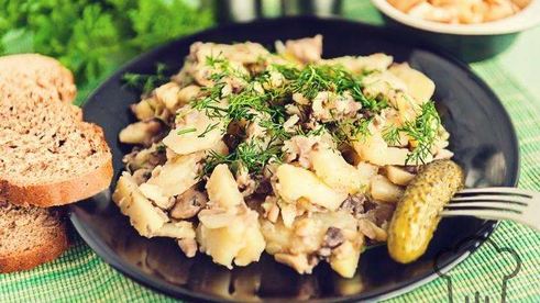 картошка с шампиньонами жареная