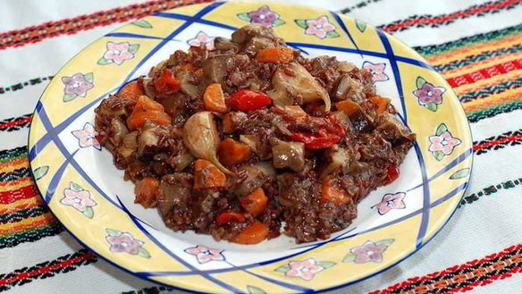 Рецепт Красного риса с грибами и овощами