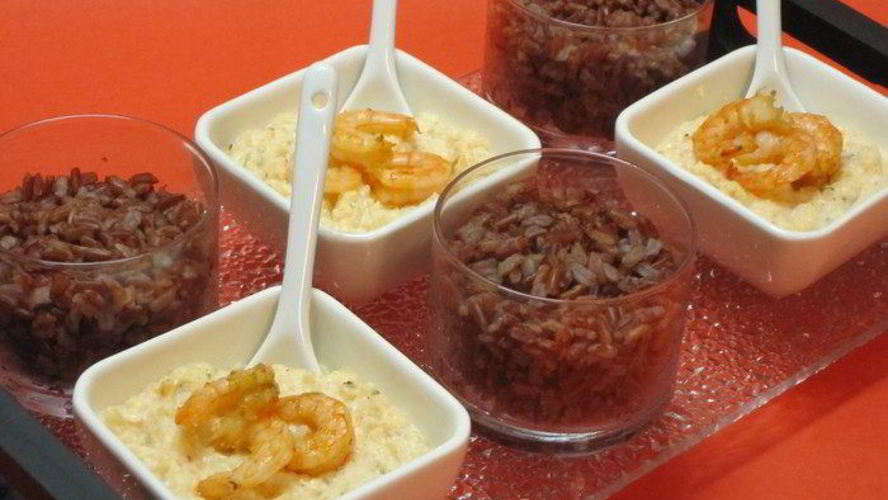 Рецепт красного риса с креветочным кремом