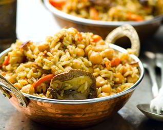 Рис с индейкой и грибами