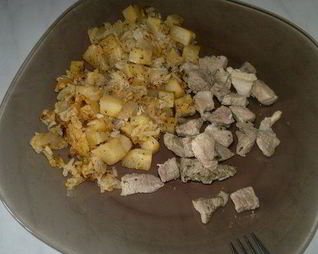 Рис с корнем сельдерея и свинина с травами