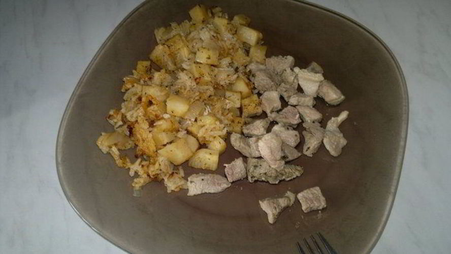 Рецепт риса с корнем сельдерея и свинина с травами