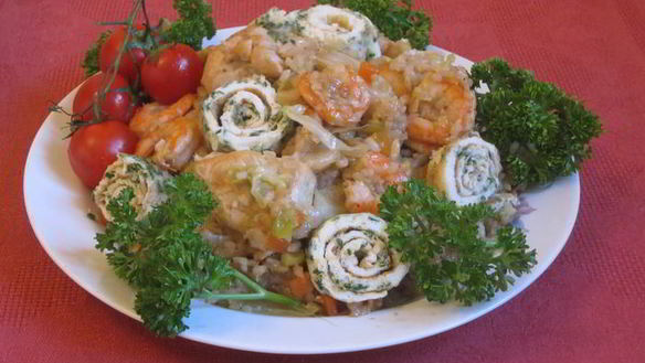 Рецепт Риса с курицей и овощами Летние фантазии