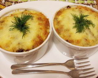 Рис с шампиньонами и индейкой