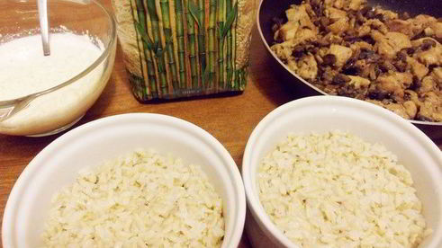 рис с шампиньонами и индейкой