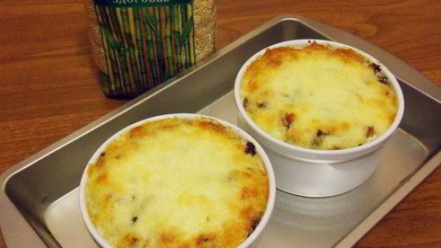 рис с шампиньонами и индейкой