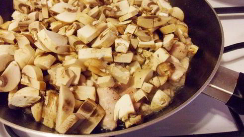 рис с шампиньонами и индейкой