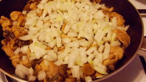 рис с шампиньонами и индейкой