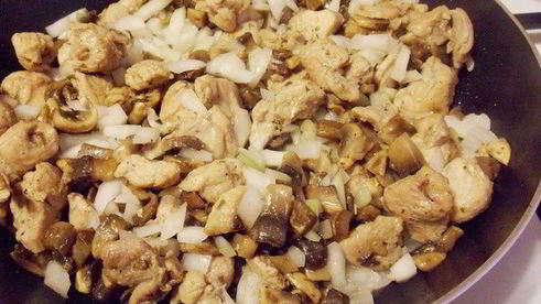 рис с шампиньонами и индейкой