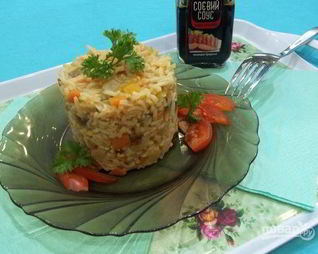 Вкусный рис с овощами