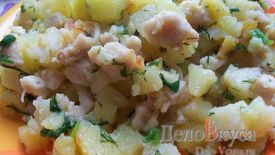 Рецепт жареной картошки с куриным филе