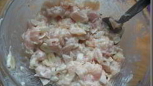 жареная картошка с куриным филе