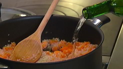 зимний рис с тыквой и кедровыми орехами