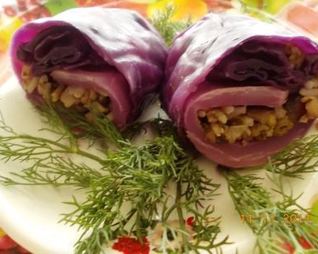 Постные голубцы из краснокочанной капусты