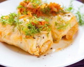 Запеченные голубцы с зеленой гречкой и тофу