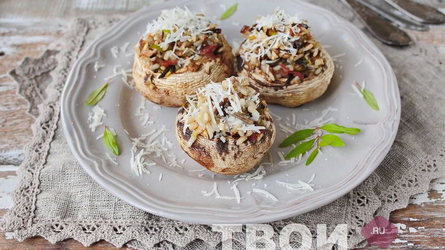 Рецепт грибов, фаршированных рисом