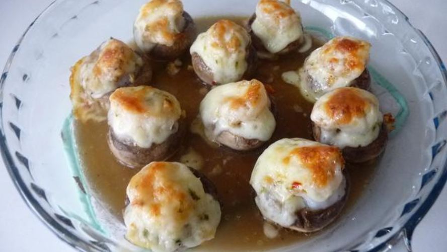 Рецепт грибов с креветками и сыром