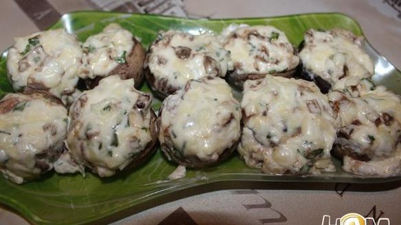 Рецепт Шампиньонов, фаршированных кинзой и брынзой