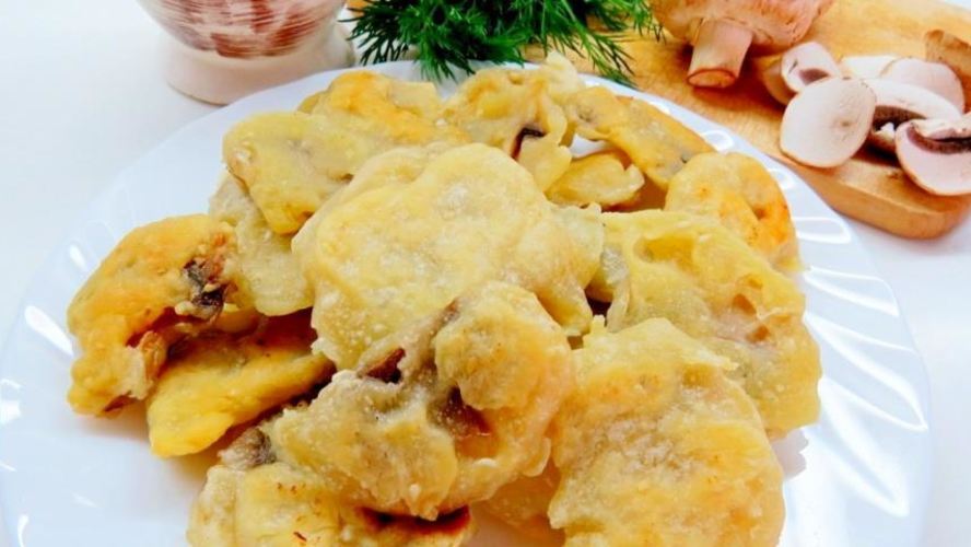 Рецепт шампиньонов в хрустящем кляре