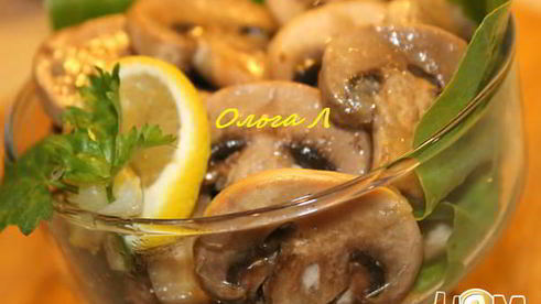 шампиньоны в коньячной заливке