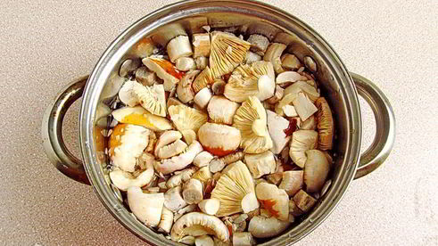 сыроежки тушенные с овощами в сметанном соусе