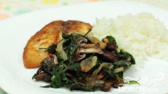 Рецепт Жареных грибов со шпинатом