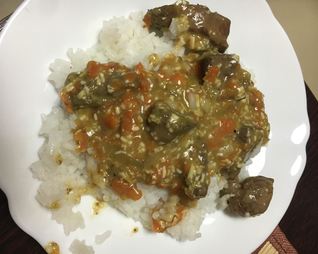 Гуляш из печени с сыром