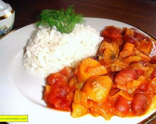 Гуляш с грибами, фенхелем, фасолью