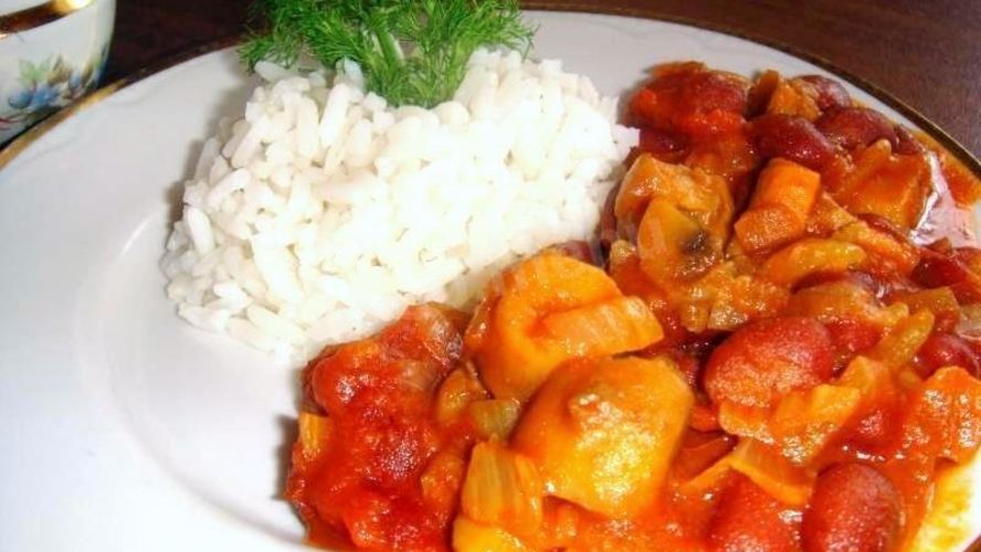 Рецепт гуляша с грибами, фенхелем, фасолью