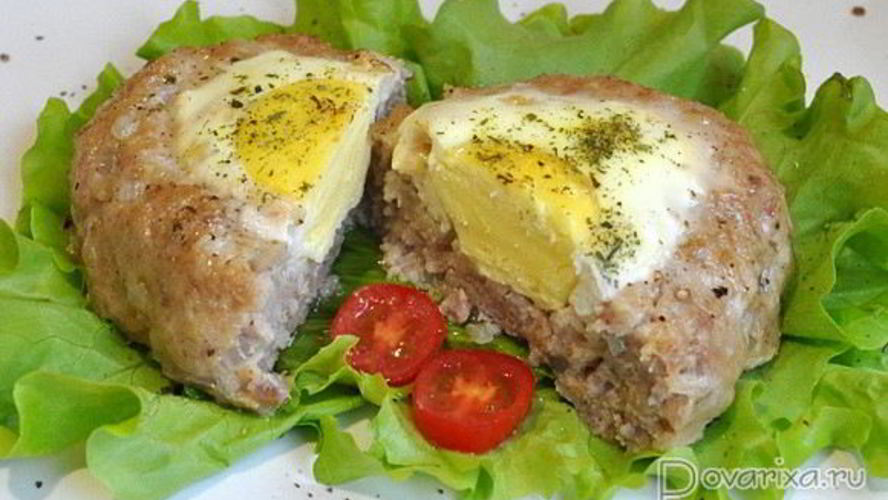 Рецепт котлет, запеченных с яйцами