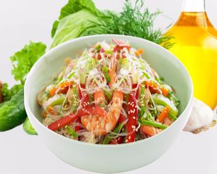 Крахмальная лапша с креветками