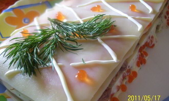 Холодная рыбная лазанья